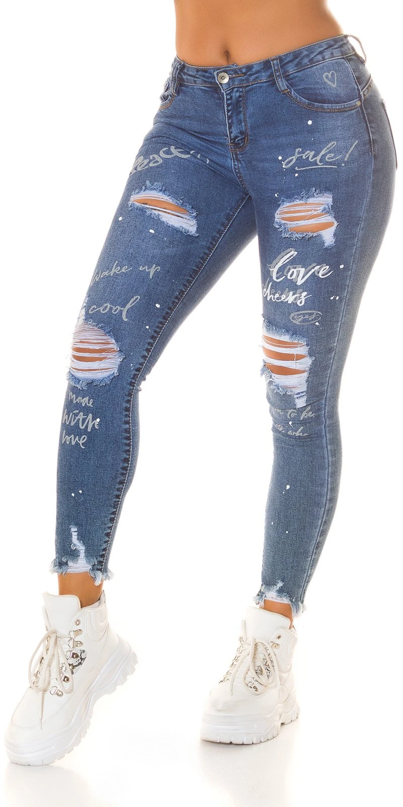 Stylische Denim Destroyed Skinny Jeans im Used Look für ein modernes, lässiges Statement Stylische Denim Destroyed Skinny Jeans im Used Look für ein modernes, lässiges Statement