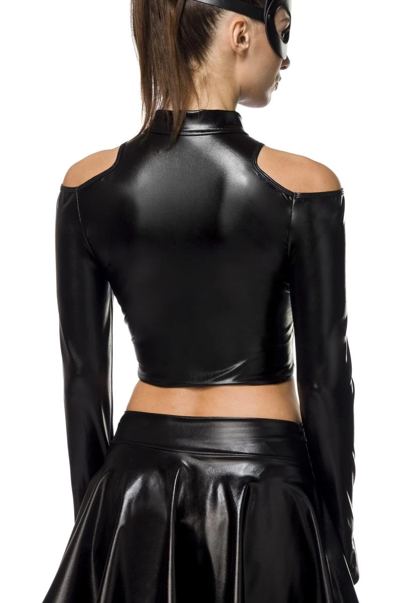 Catbunny Kinky Oberteil - Jacke, Glänzender Wetlook mit Cutouts und Reißverschluss, sexy, edgy und perfekt für aufregende Nächte mit Stil