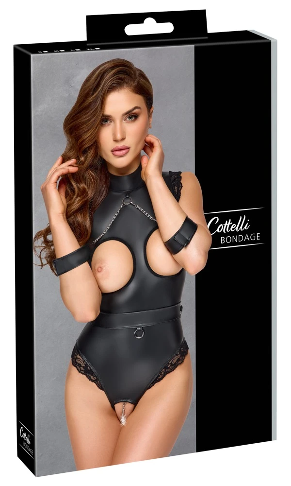 Cottelli BONDAGE Body Bondage, Busenfrei, Kette im offenen Schritt, Fesselgürtel, Cut-outs