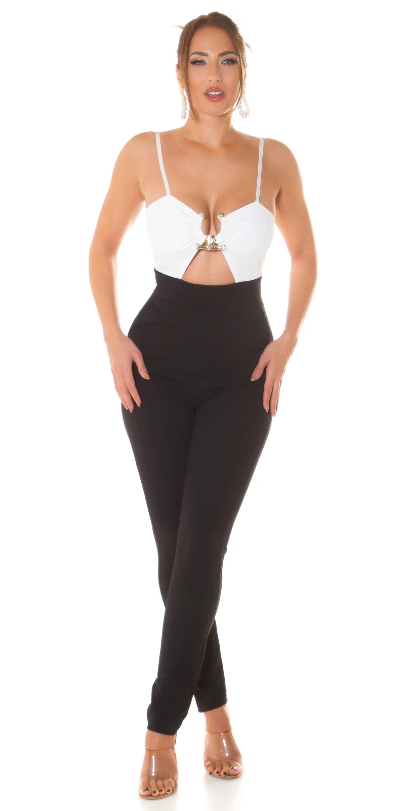Hot Träger Long Catsuit mit Cutout und Applikation Hot Träger Long Catsuit mit Cutout und Applikation