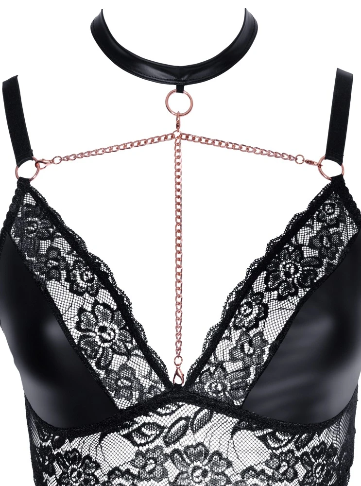 Cottelli Sinnliche Versuchung: Ein Mix aus Mattlook und Spitze. Soft BH und Straps Slip ouvert