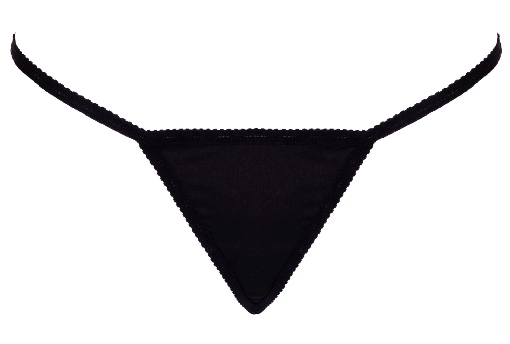 Cottelli LINGERIE Schmuckstring schwarz mit Strass, sexy Frontdesign und verstellbarem Bund, glamourös betont hinten, Reizwäsche