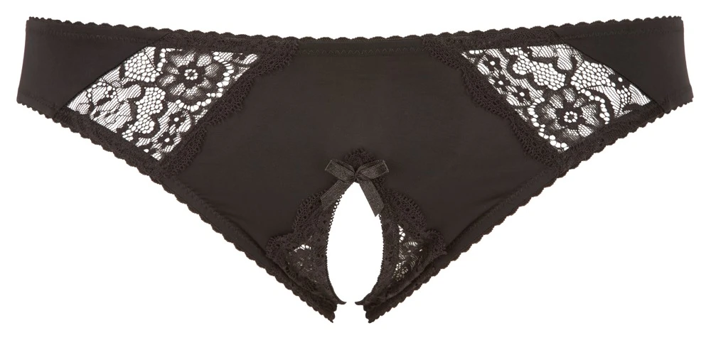 Cottelli CURVES Slip ouvert mit Spitzeneinsatz offen im Schritt Curvy
