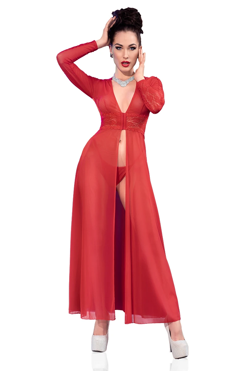 Langes Kleid CR4421 mit weicher Spitze