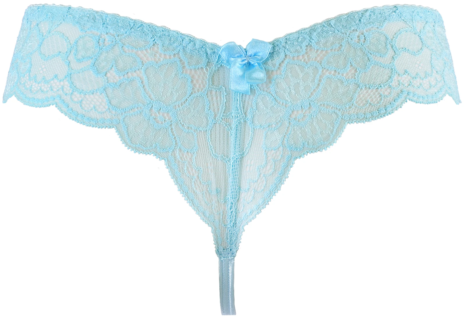 Axami transparenter String mit florarler Spitze und Schleifchen