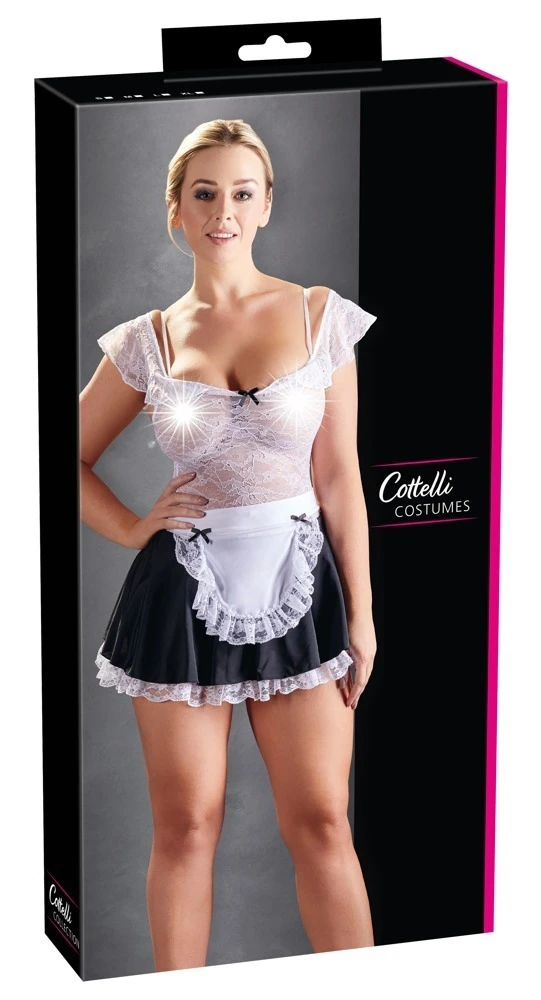 Cottelli Elegantes Spitzenoberteil mit tailliertem Schnitt und schmeichelndem Rock Inklusive Schürze