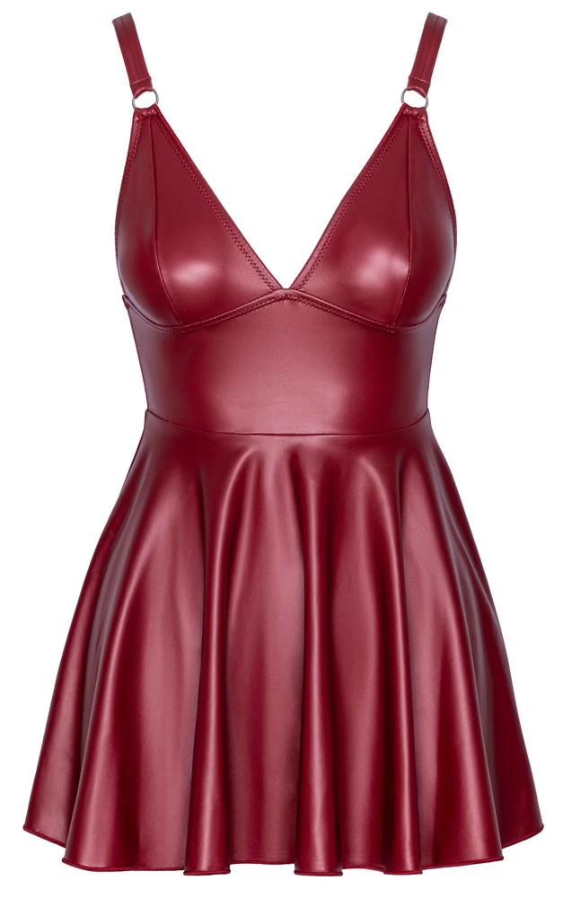 Rotes Kinky Träger-Minikleid im Mattlook von Cottelli PARTY mit ausgestelltem Rock, soften Cups und verstellbaren Trägern für feminine Silhouette