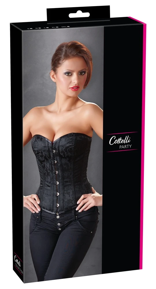 Cottelli PARTY Sinnliche Brokat-Corsage mit abnehmbaren Strapsen - Figurformend, verführerisch, ohne Strümpfe! Perfekter Hingucker für erotische Momente