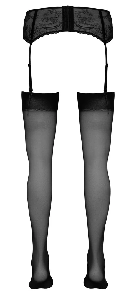 Cottelli Seidige Straps-Strümpfe mit Schlichtem Abschluss in schwarz