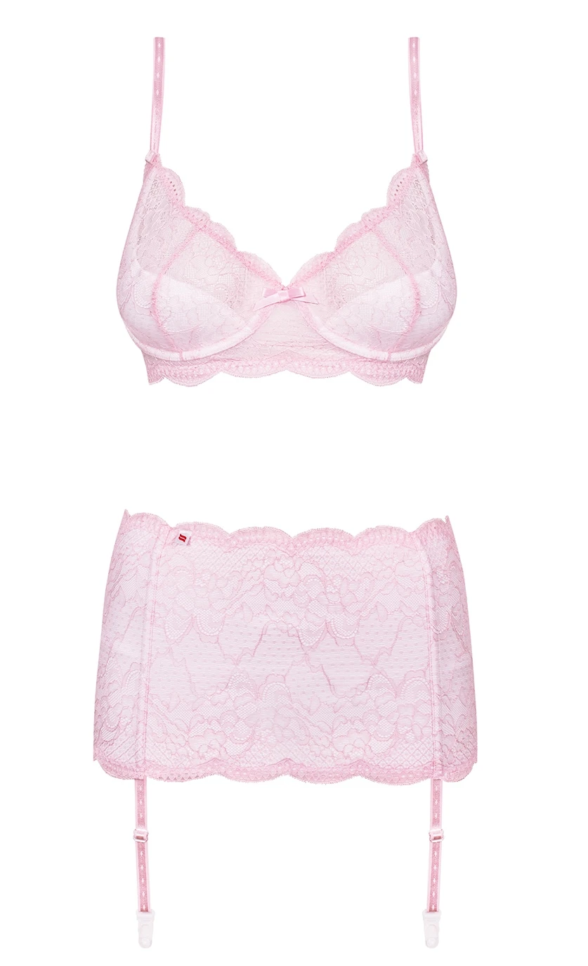 Girlly Set mit BH Strumpfhaltergürtel und String