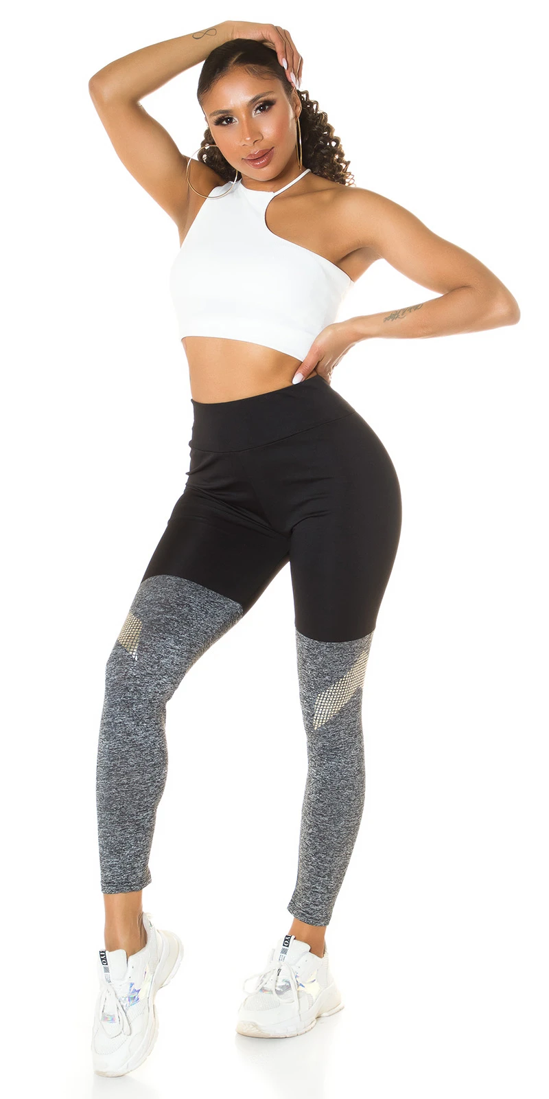 Workout High Waist Sport Leggings mit Overknee-Effekt Workout High Waist Sport Leggings mit Overknee-Effekt