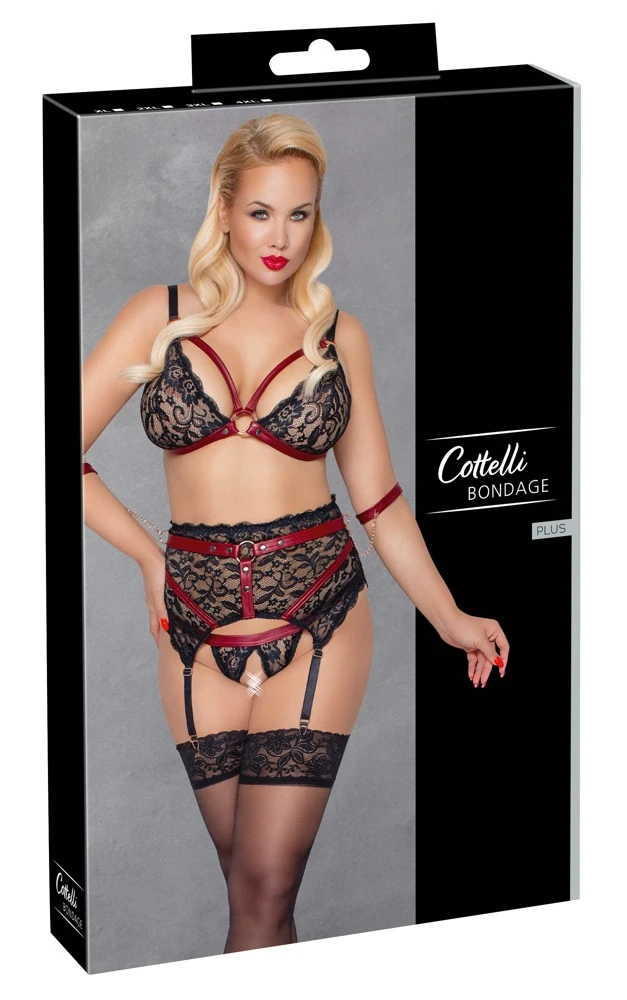 Cotteli Verführerisches Dessous-Set mit Armfesseln: Elegante Spitze und aufregende Details