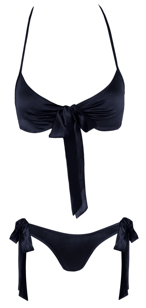 Cottelli LINGERIE Soft BH und Slip mit entzückenden Schleifen schwarz Dessous Set