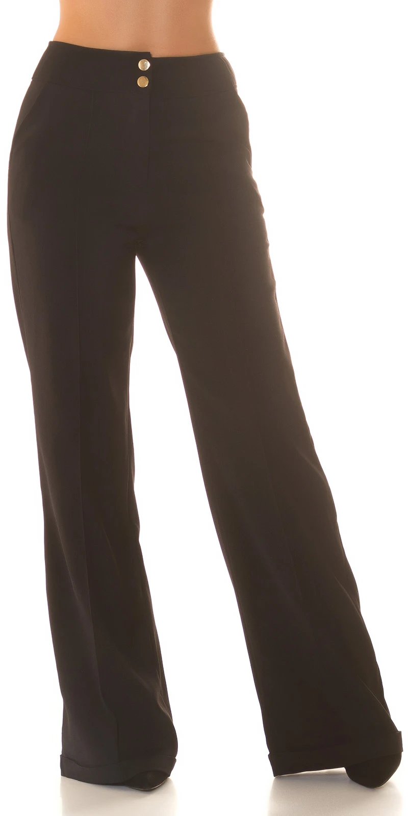Highwaist Stoffhose Marlene Business Hose mit weitem Bein Schlaghose Bügelfalte und Krempel Highwaist Stoffhose Marlene Business Hose mit weitem Bein Schlaghose Bügelfalte und Krempel