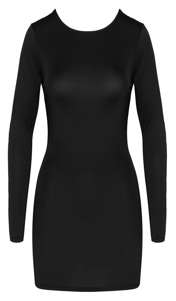 Schwarzes Langarm-Minikleid von Cottelli PARTY mit tiefem Rückenausschnitt, goldfarbenem Reißverschluss und sinnlicher Passform Schwarzes Langarm-Minikleid von Cottelli PARTY mit tiefem Rückenausschnitt, goldfarbenem Reißverschluss und sinnlicher Passform