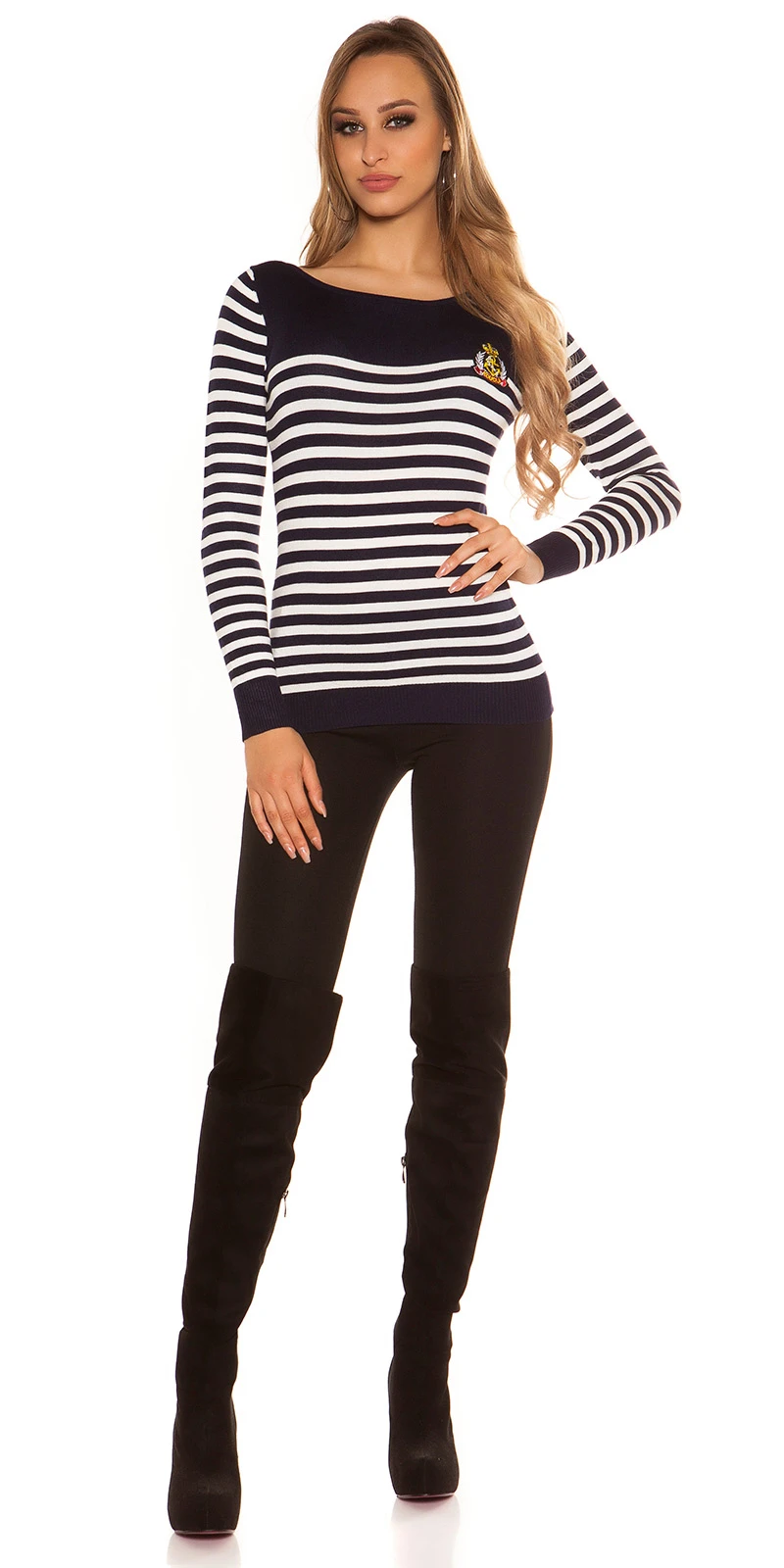 Navy Look Streifen Pullover mit Rundhals Navy Look Streifen Pullover mit Rundhals
