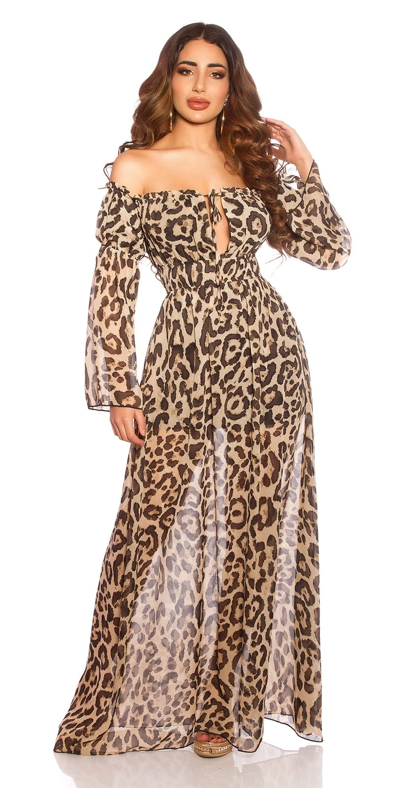 Off Shoulder Chiffon Maxi Kleid im Latina Look Off Shoulder Chiffon Maxi Kleid im Latina Look