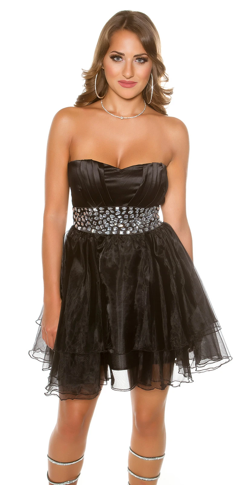Sexy KouCla Party Cocktailkleid mit Strass Taillengürtel