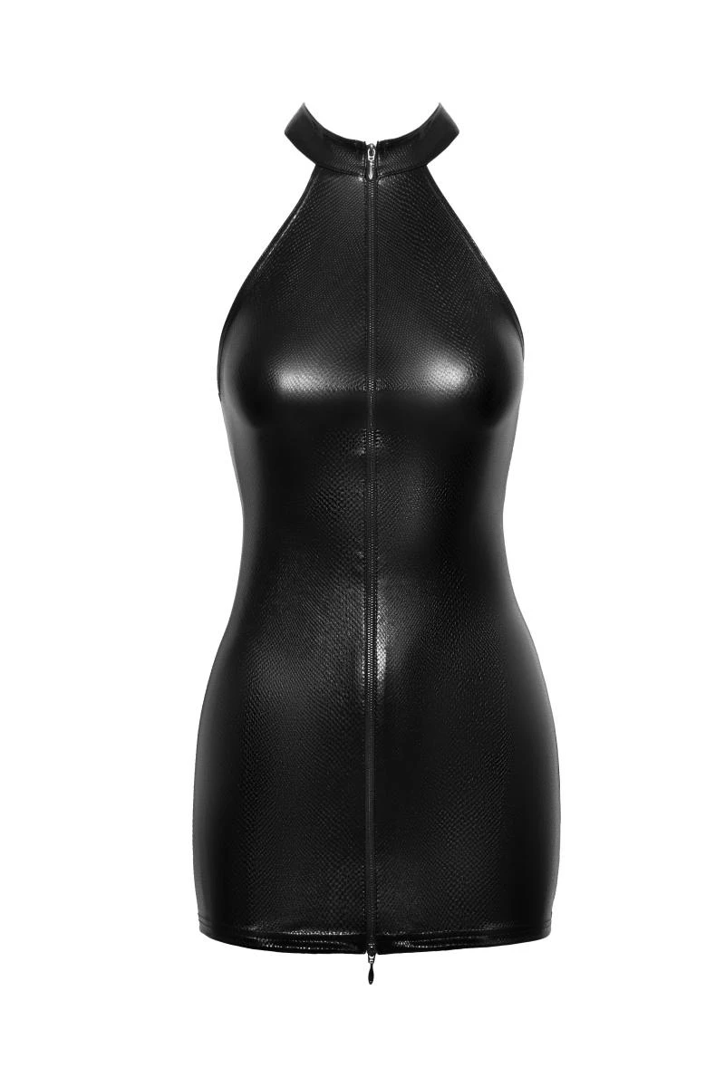 F278 Wetlook Minikleid mit Schlangenmuster von Noir Handmade