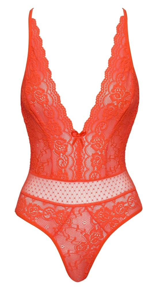 Verführerischer Riobody in Orangel mit Spitze & Tüll zart, sexy und komfortabel mit verstellbaren Kreuzträgern