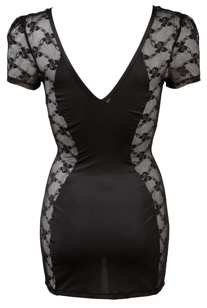 Cottelli PARTY Minikleid Kurzarm 2 Wege Zipper und Spitzen Einsätze