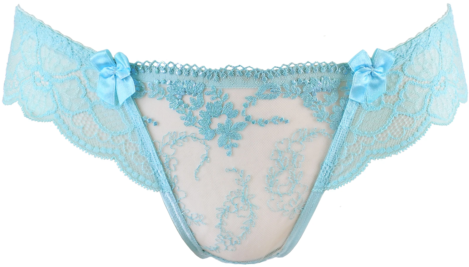 Axami transparenter String mit florarler Spitze und Schleifchen