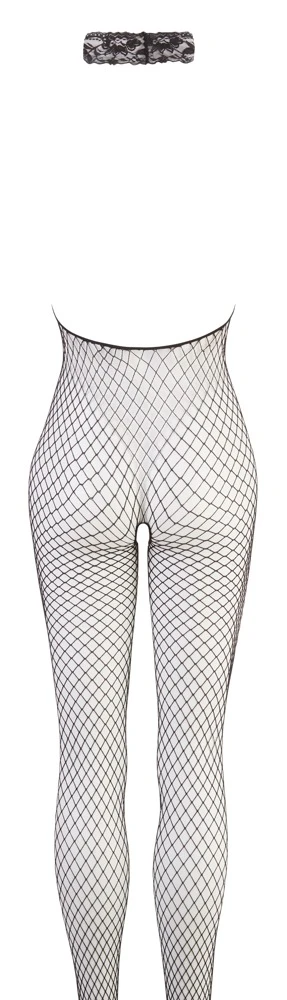Catsuit ouvert in Netzoptik – Aufreizender Fantasy by Cottelli Body mit Spitzen-Neckholder, rückenfrei & verführerisch transparent Catsuit Fantasy