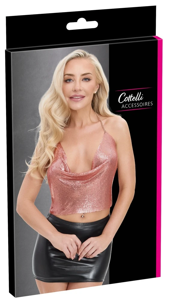 Metall Crop-Top roségold Wasserfall-Ausschnitt bauchfrei mit verstellbaren Ketten glamouröse Reizwäsche Cottelli ACCESSOIRES
