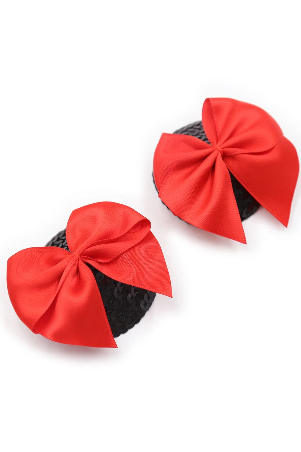 Nippelsticker BL275025 Nippel-Patches mit Pailetten und Schleife, schwarz/rot