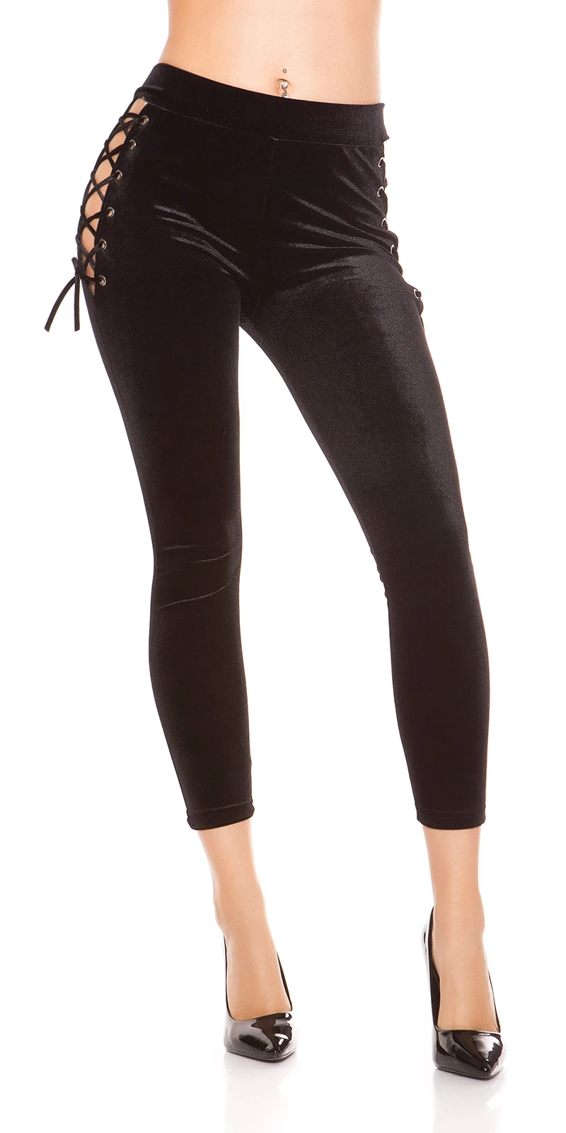 Smat Optik Leggings mit Cutout und Deko Schnürung Smat Optik Leggings mit Cutout und Deko Schnürung