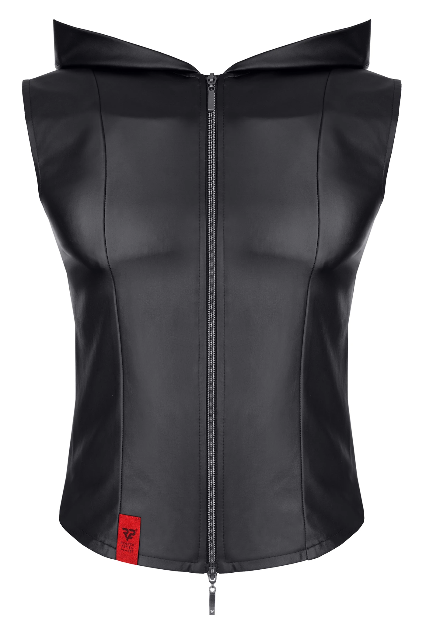 Regnes Fetish Planet Herren Weste RMDario001, Maskuliner Look im Slim-Fit, Wetlook-Weste mit markanten RFP-Details