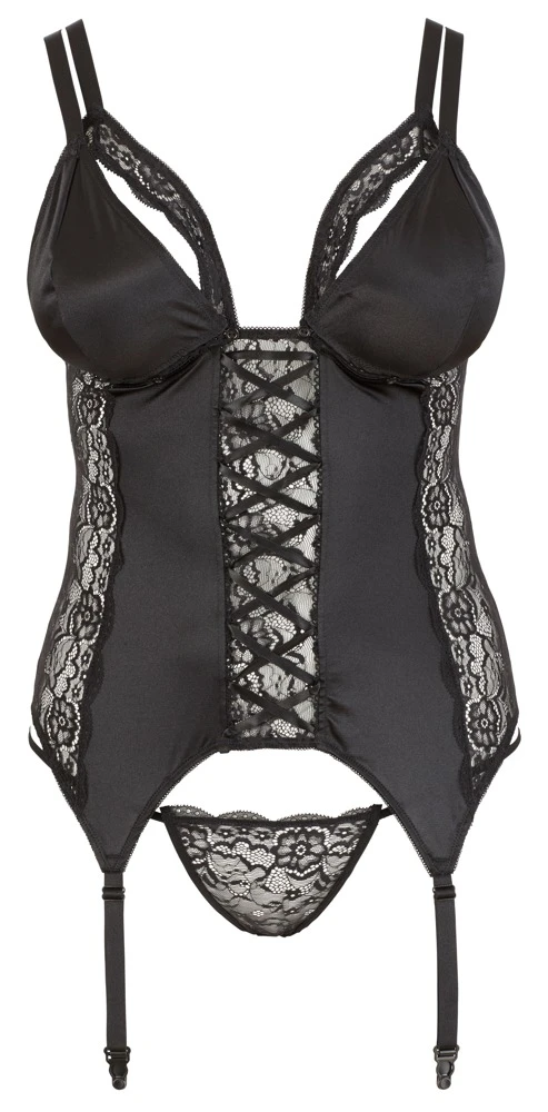 Cottelli Verführerische Eleganz: Stretchsatin und Blütenspitze für eine Figur in Perfektion in schwarz