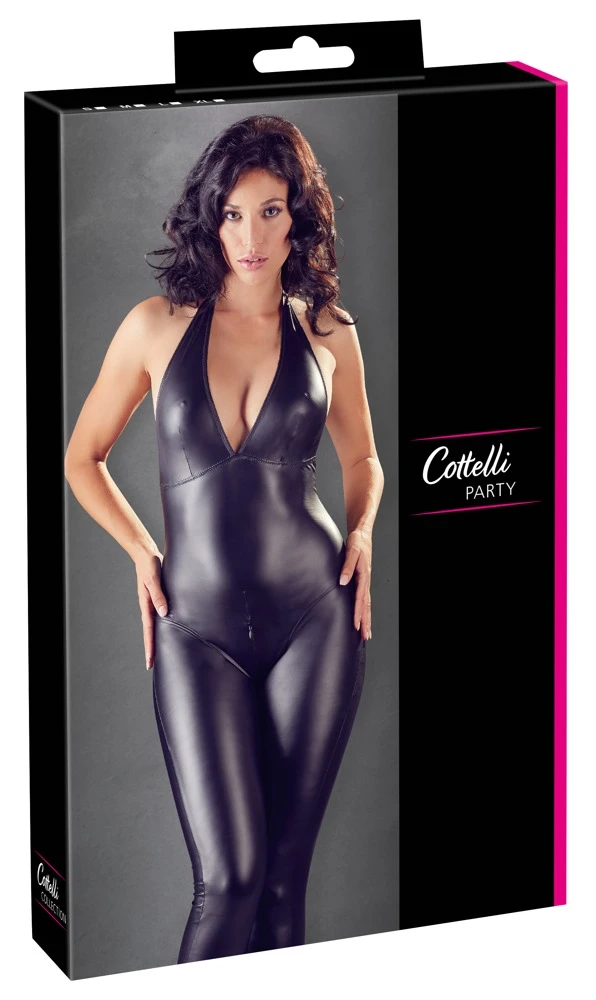 Cottelli PARTY Overall Mattlook Erotisch Rückenfrei Neckholder mit tiefem V-Ausschnitt