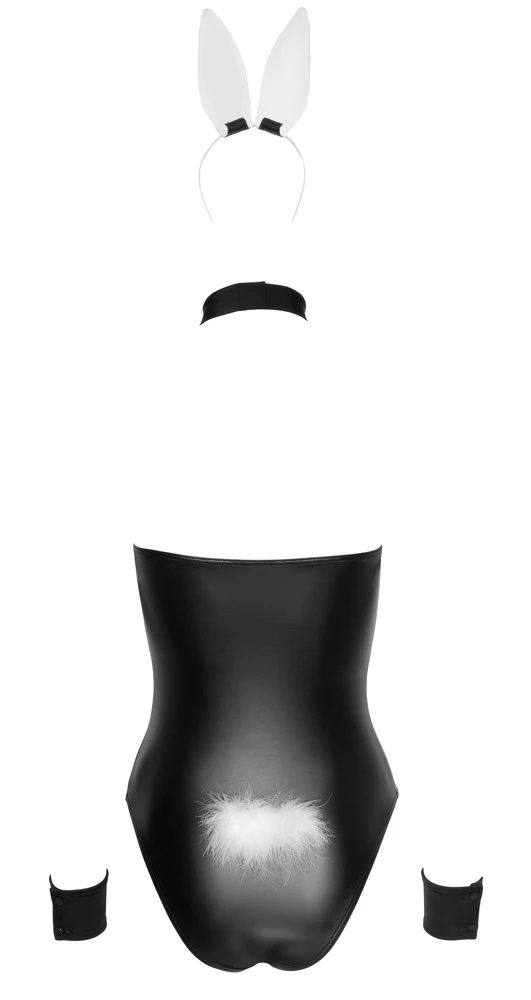 Cottelli Elegantes Bunny-Ensemble: Matt-Look Tube-Body, Knick-Hasenohren und Haarreif
