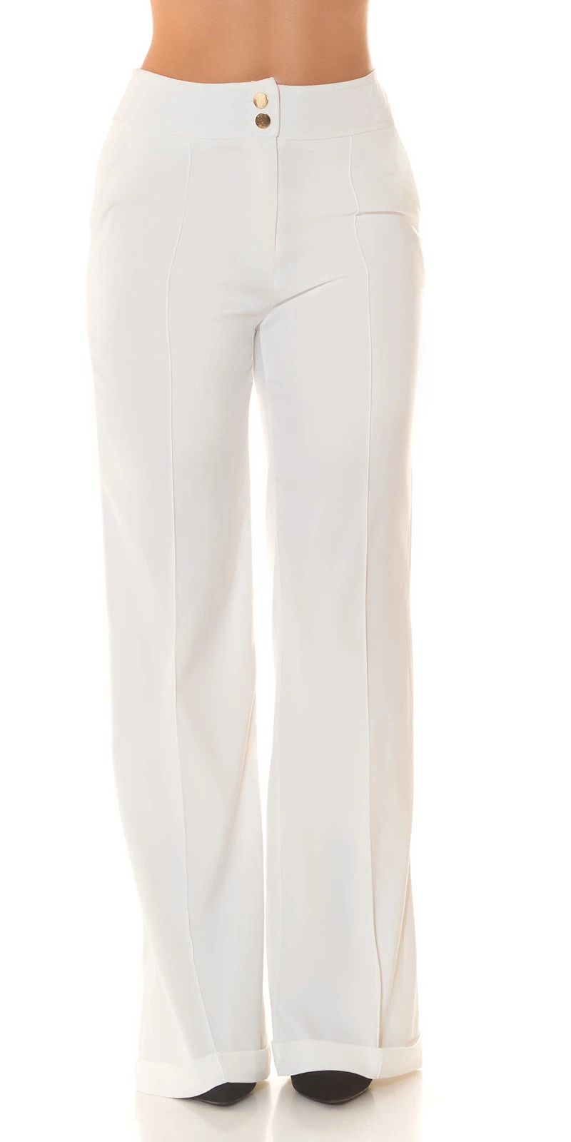 Highwaist Stoffhose Marlene Business Hose mit weitem Bein Schlaghose Bügelfalte und Krempel Highwaist Stoffhose Marlene Business Hose mit weitem Bein Schlaghose Bügelfalte und Krempel