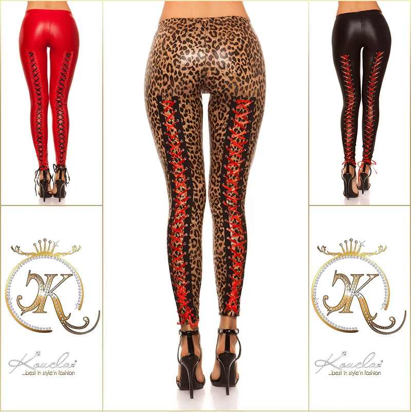 Glänzende Wet-Look-Leggings mit Corsagen-Schnürung