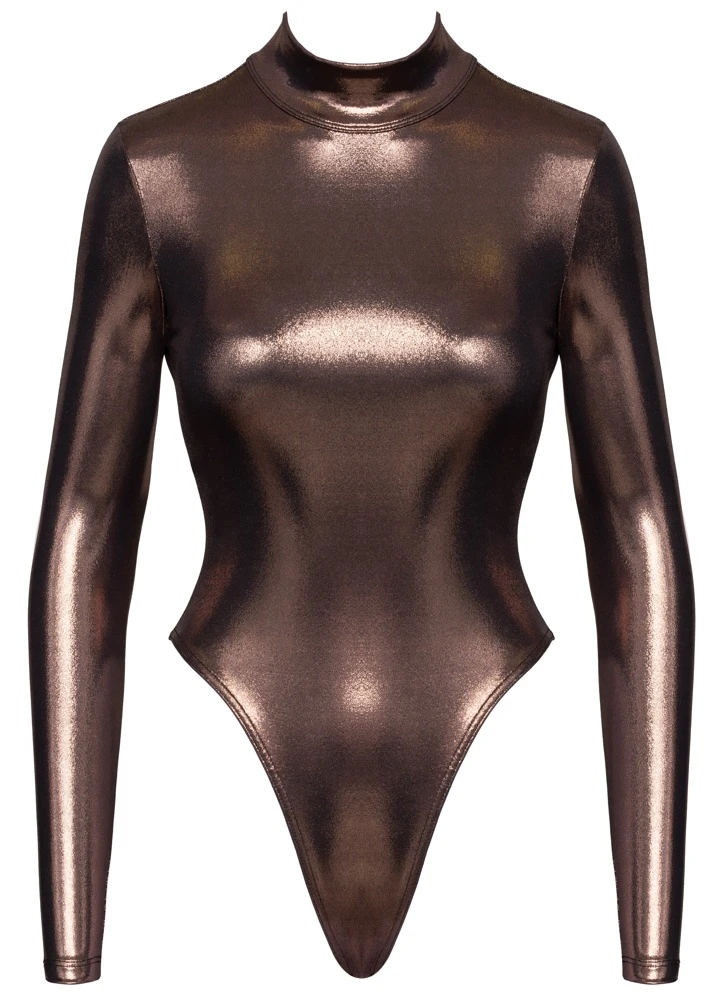 Hot glänzender Langarm-Riobody Roségold Kupfer mit tiefem Rückenausschnitt & Rio-Style für heiße Kurven von Cottelli PARTY
