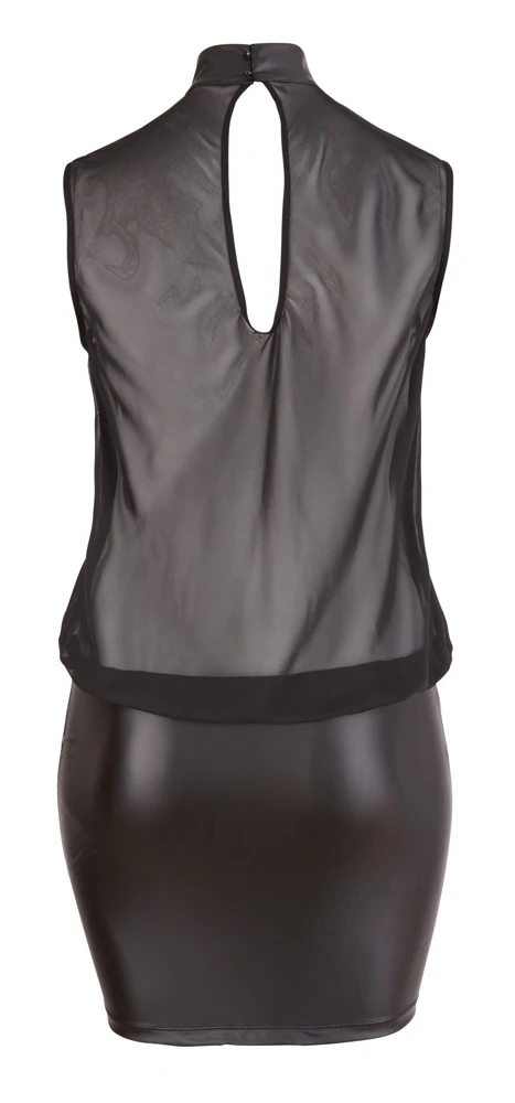 Cottelli elegantes ärmelloses Minikleid mit Transparentem Oberteil und Stehkragen, transparent schwarz-Sexy Dessous Kleid