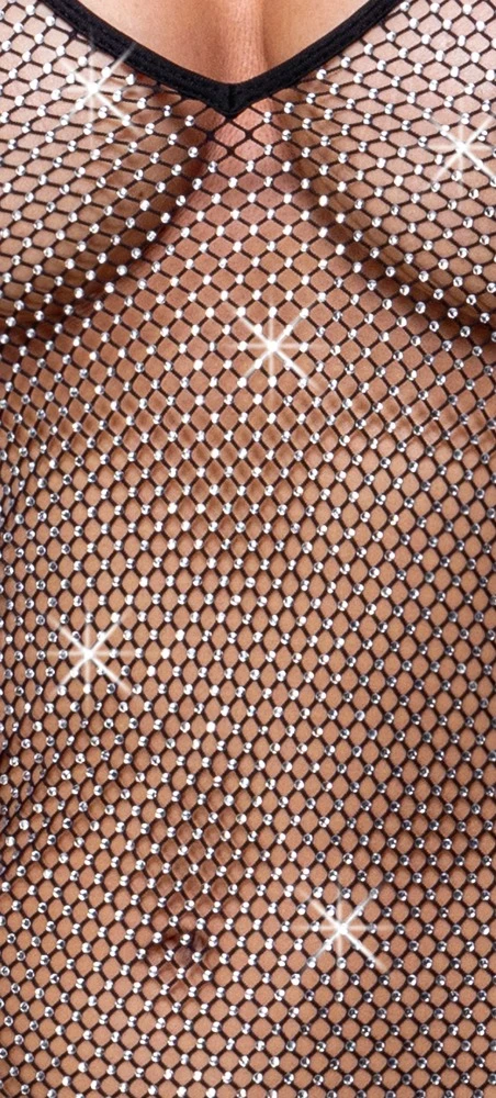 Cottelli PARTY Tailliertes Netz-Minikleid mit Allover-Strass, edlen Ausschnitten und funkelndem Glanz für heiße Nächte