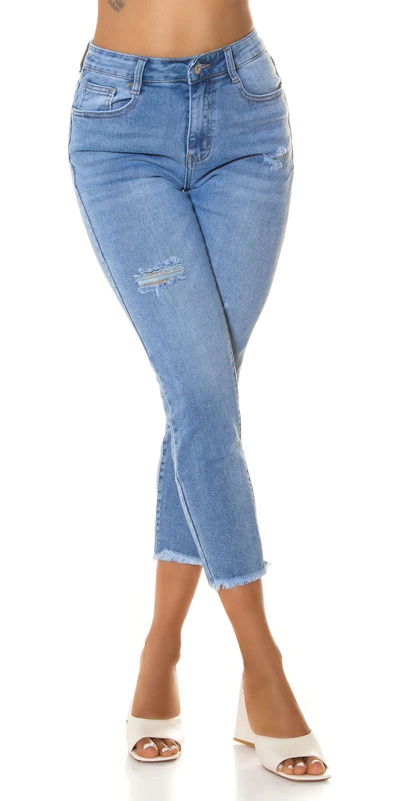 Mom Fit 7/8 High Waist Jeans im Used Look Mom Fit 7/8 High Waist Jeans im Used Look