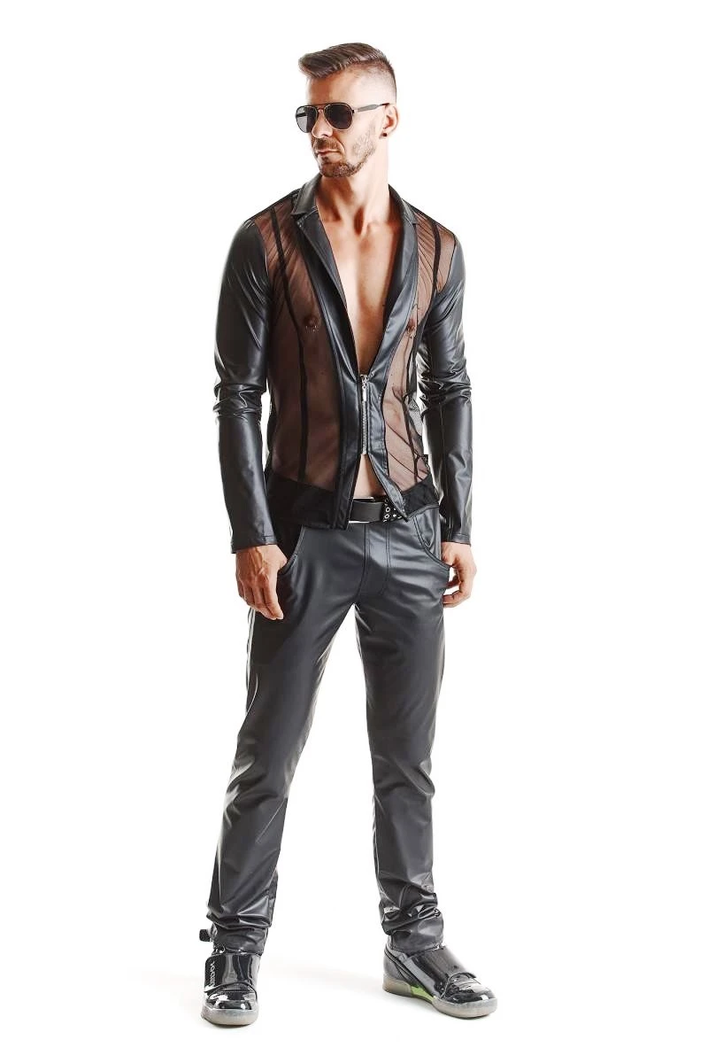 Herren Jacke mit Mesh und Wetlook Matieral