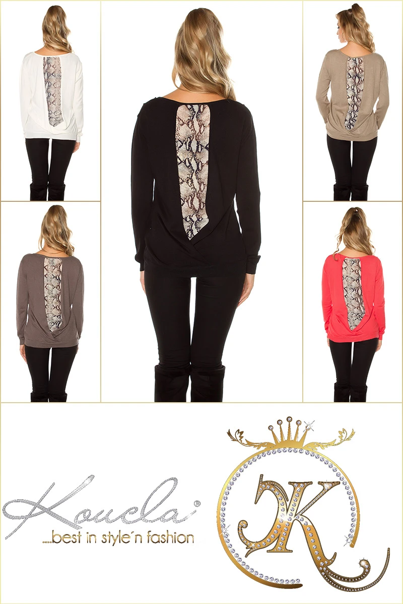 V-Neck Under-/Over-Look Feinstrick Pullover mit Animal-Touch V-Neck Under-/Over-Look Feinstrick Pullover mit Animal-Touch