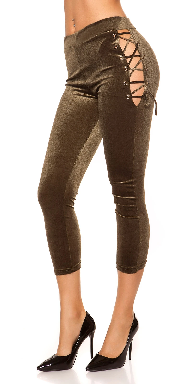 Smat Optik Leggings mit Cutout und Deko Schnürung