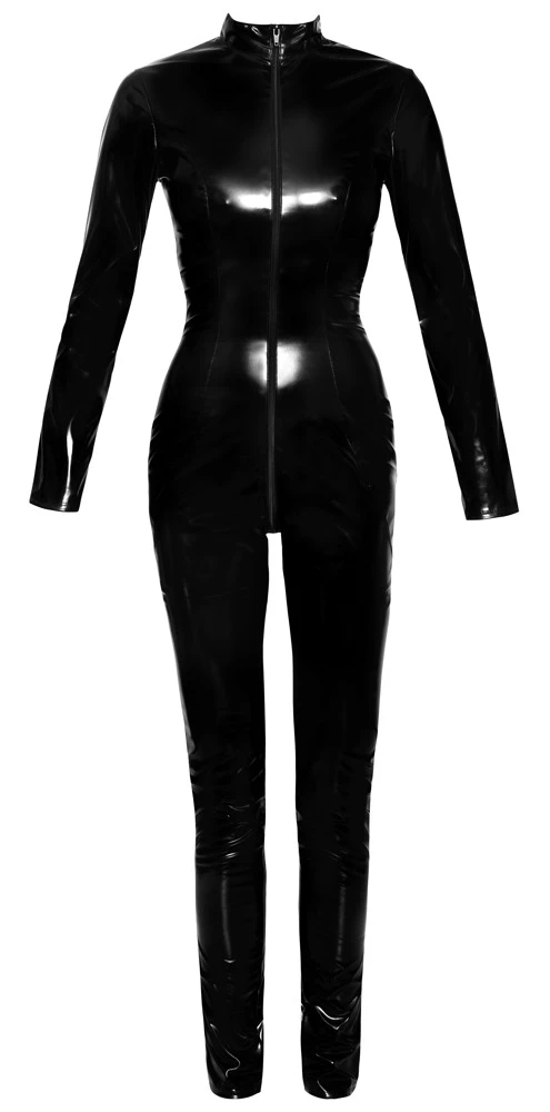 Langarm-Overall von Black Level komplett im schwarzen Lackglanz. In figurnaher Schnittführung mit langem schmalem Bein. Langarm-Overall von Black Level komplett im schwarzen Lackglanz. In figurnaher Schnittführung mit langem schmalem Bein.