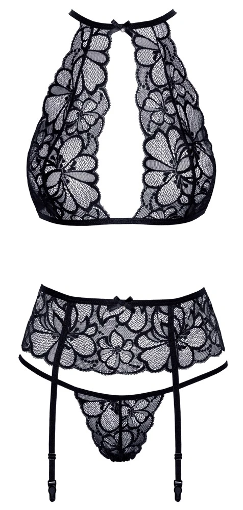 kissable BH Set Spitze, Dessous-Set, 3 Pieces Soft-BH, Strapsgurt & String Pofrei, Unterwäschen
