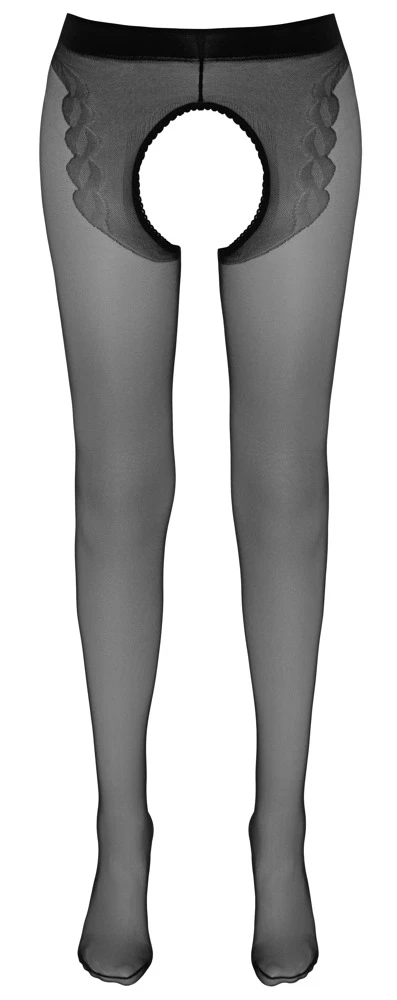 Cottelli Verführerische Eleganz: Seidige Strumpfhose mit Offenem Schritt und Eingewebtem Tanga