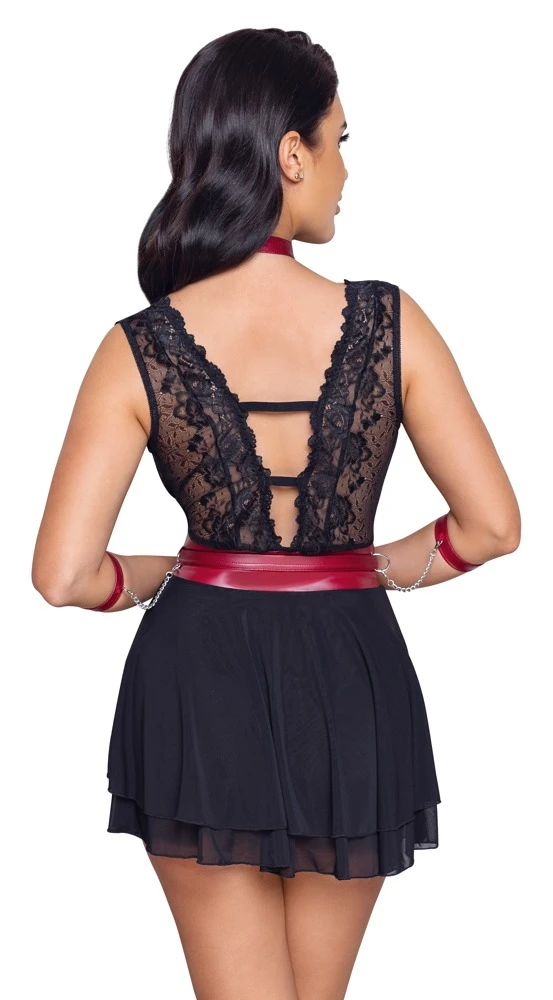 Cottelli Verführerisches Babydoll-Set: Sinnliche Spitze, Mattlook-Akzente und verstellbare Extras