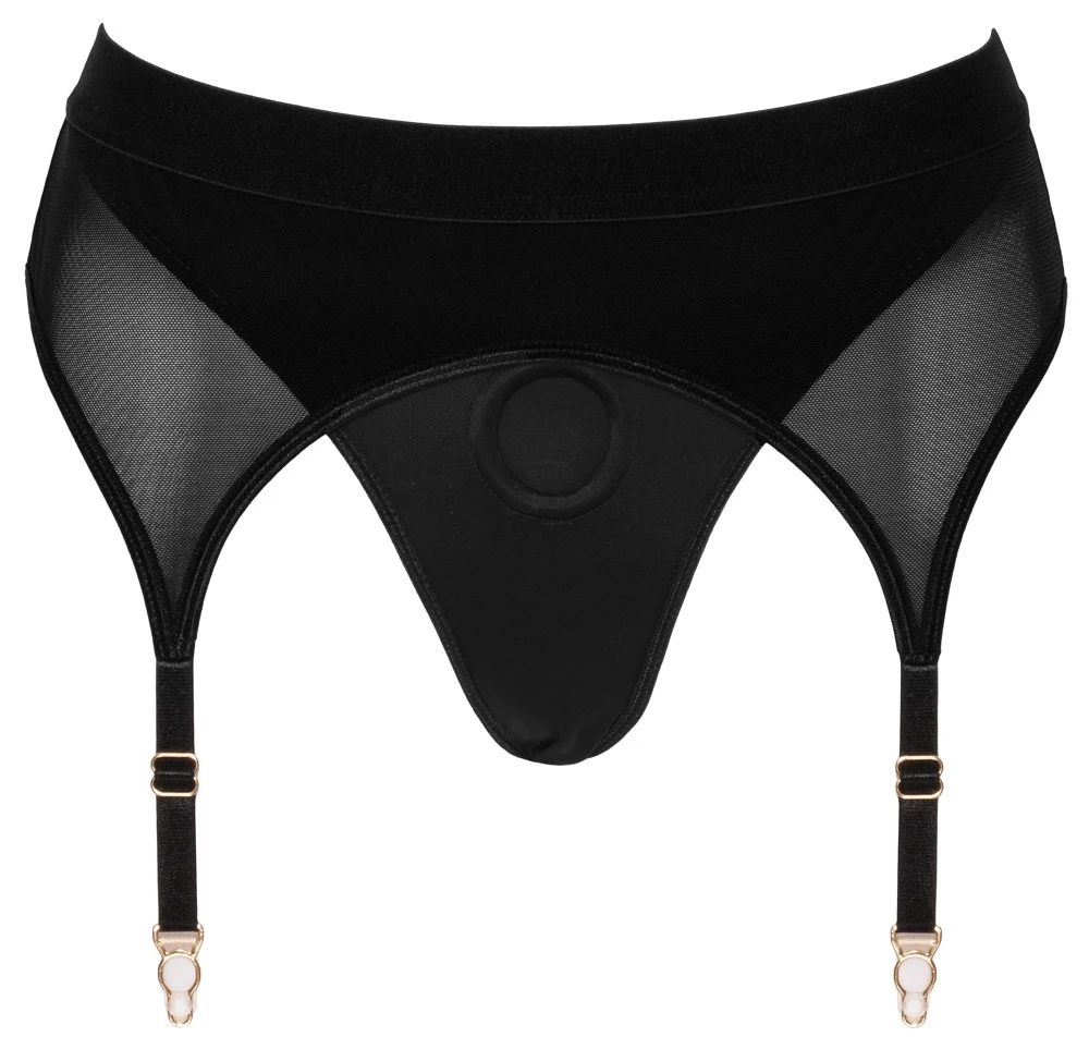 Bad Kitty Riostring kombiniert mit Strapsgurt, Mikrofaser und Powernet, einsatz für Dildo/Vibrato