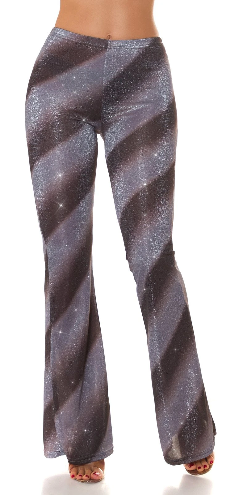 Glitter Streifen High Waist Hose mit Schlag Glitter Streifen High Waist Hose mit Schlag