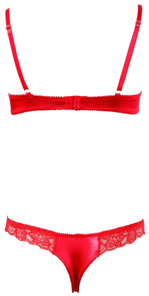 Cottelli LINGERIE Bügel Peek a Boo-Hebe-BH und String mit filigraner Stickerei